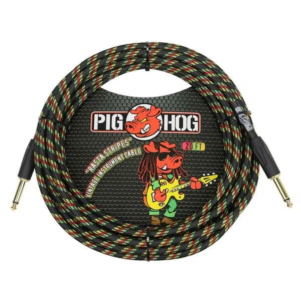 Woven Jacket Tour Grade Instrument Cable, 20 ft. - Rasta Stripes, Ace Products Group, Mfr#: PCH20RA